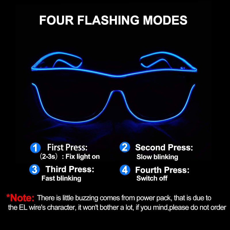 YouRfocus Wireless LED Light Up Glasses Glow in the Dark Neon Rave Glasses for Rave Party, EDM, Halloween, Christmas (Purple) - Image 4